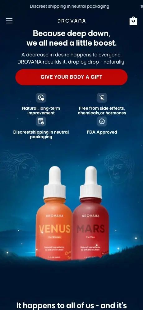 Drovana Shopify store on a phone