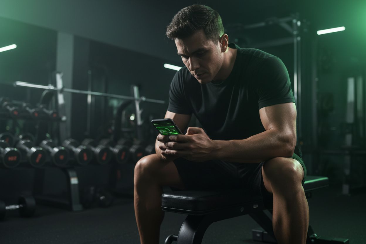 Person tracking workout on phone