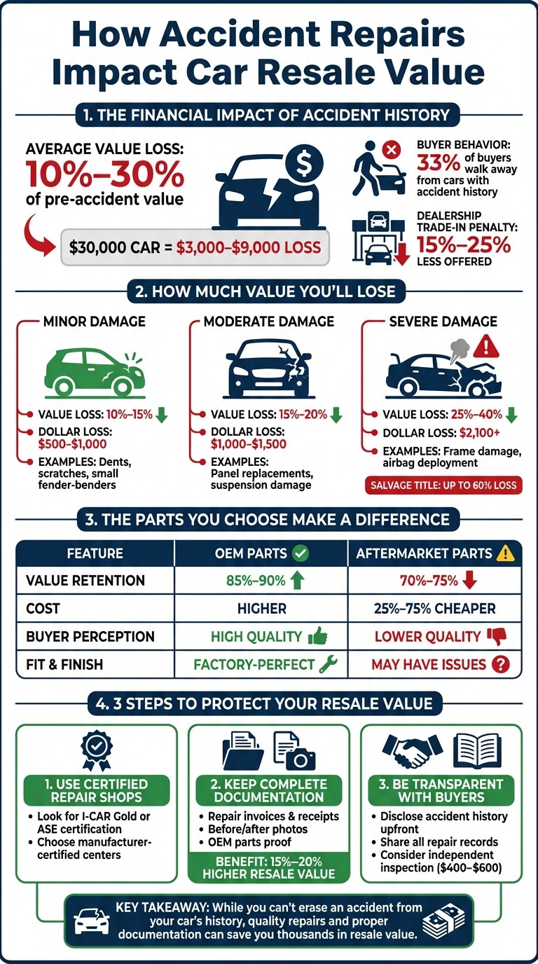 How Accident Repairs Impact Car Resale Value: Statistics and Loss Percentages