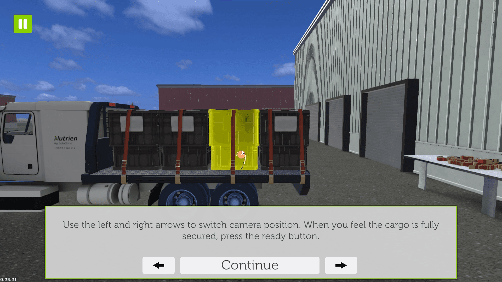 Strapping cargo on Nutrien truck in HGV Driver training 3d software