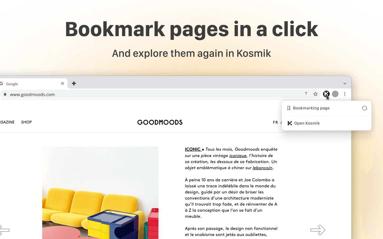 Kosmik Web Clipper: Bookmark Page