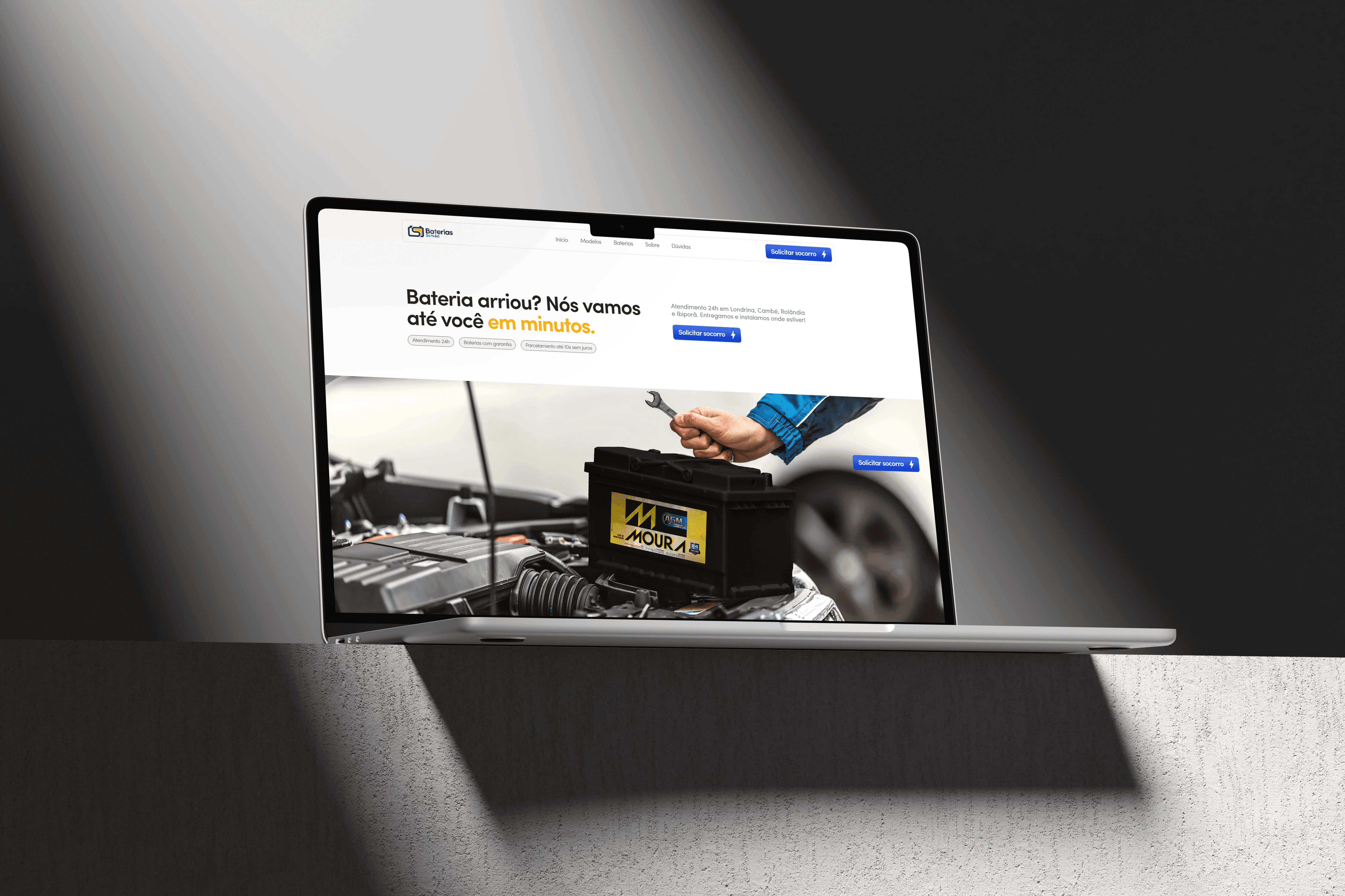 automotive batteries landing page mockup