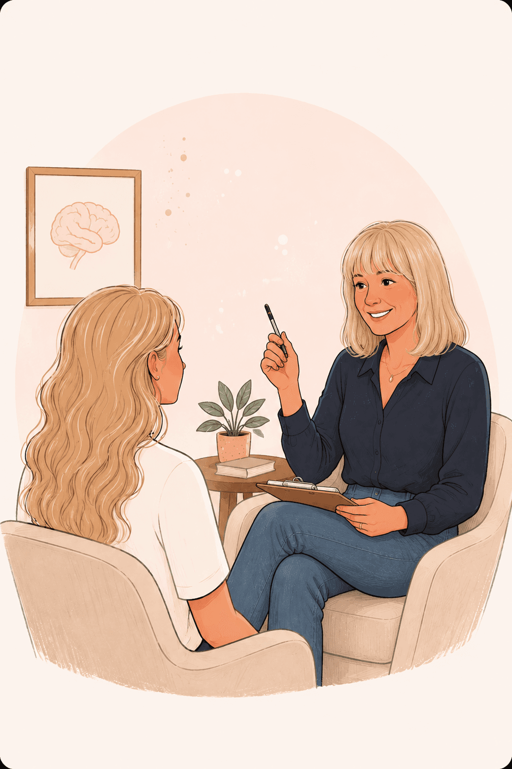 Individual Psychotherapy Illustration Image one Women Siting on floor