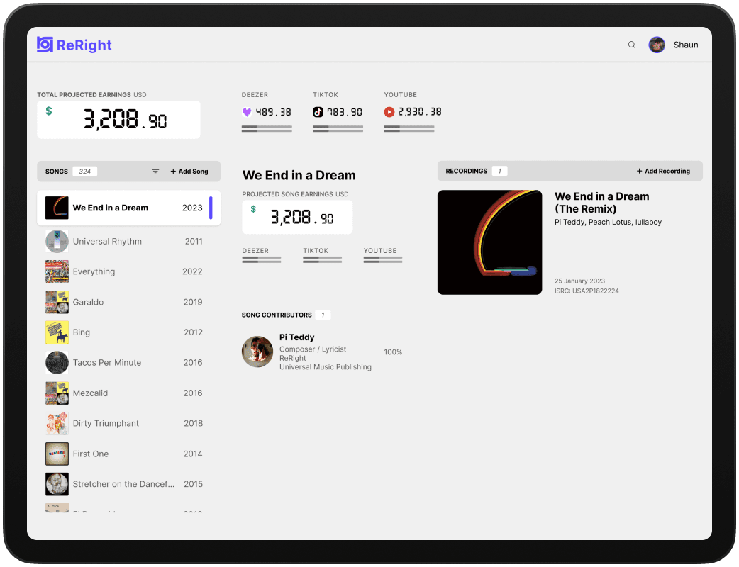 ReRight's Creator Console Dashboard