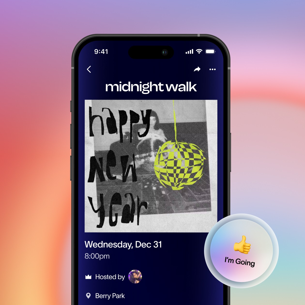 free invitation template for new years midnight walk chill event