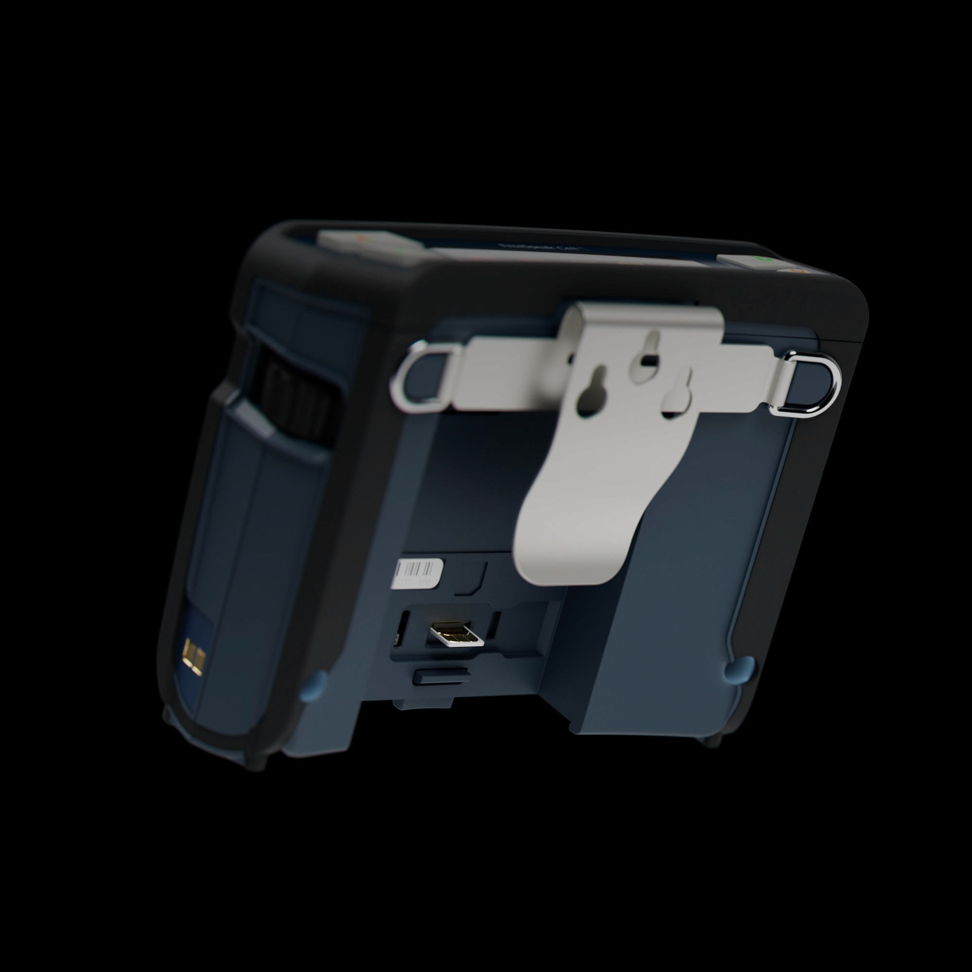 Back of the FreeSpeak Cell beltpack showing the SIM card slot for cellular connectivity.k of the FreeSpeak Cell beltpack, with the SIM card slot visible.