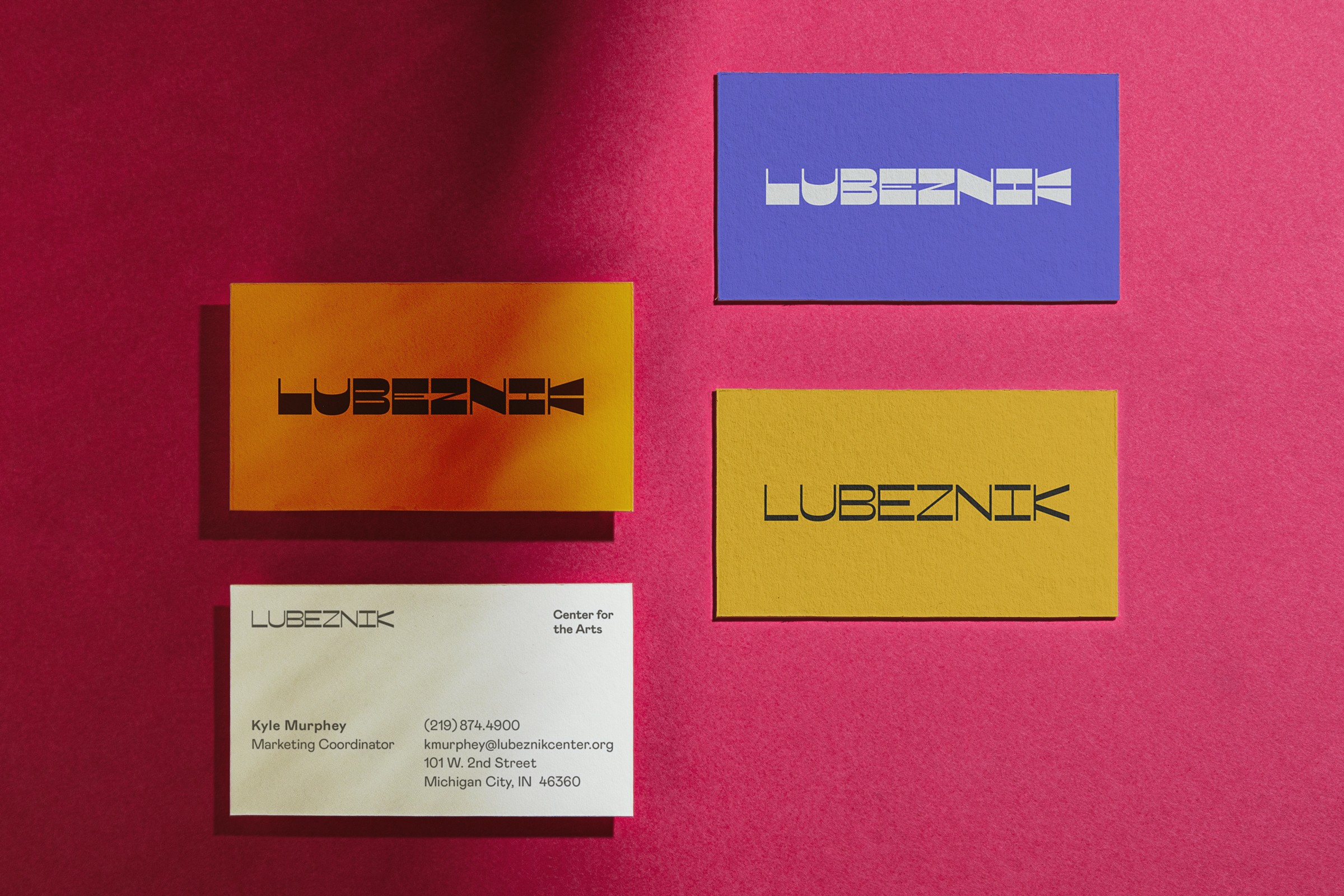 Lubeznik branded business cards front and back.