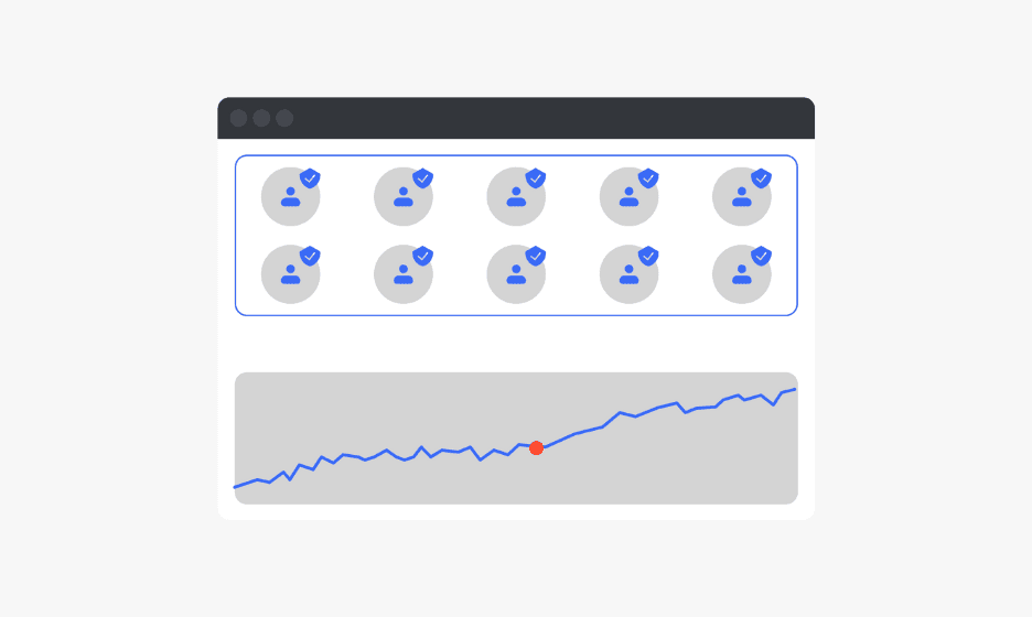 A dashboard showing verified user profiles and a rising performance chart, indicating improved data quality and growth.