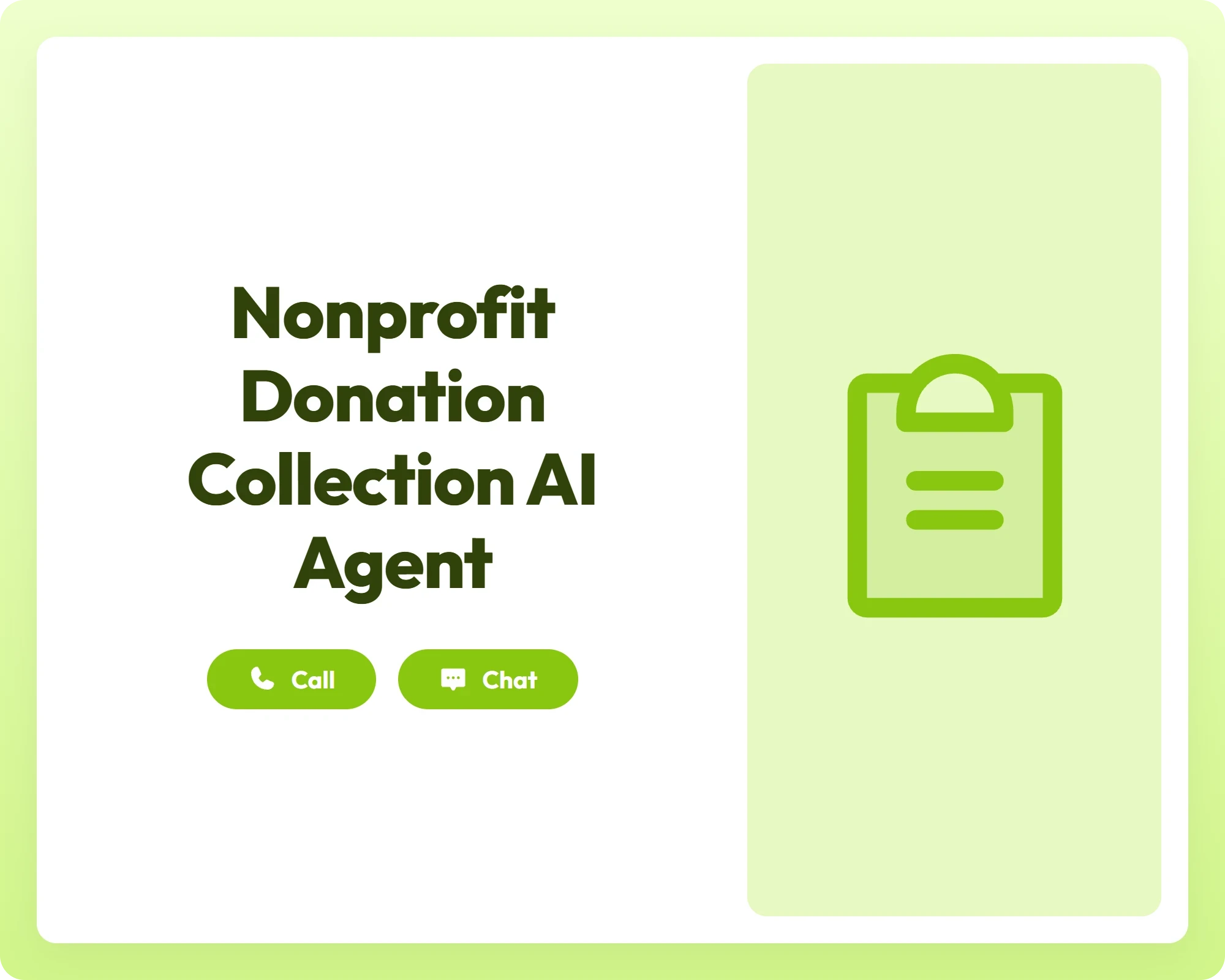 nonprofit donation collection ai agent offers call and chat support with a clipboard for managing donations