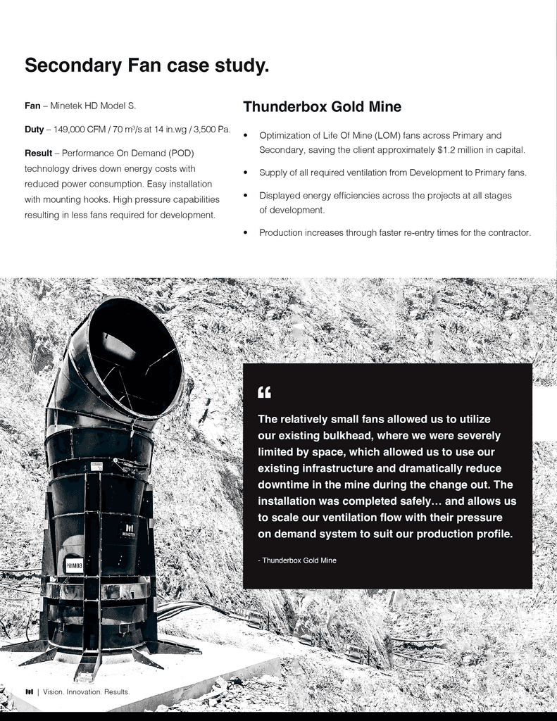 Freelance brochure design for a mining equipment company - quote page