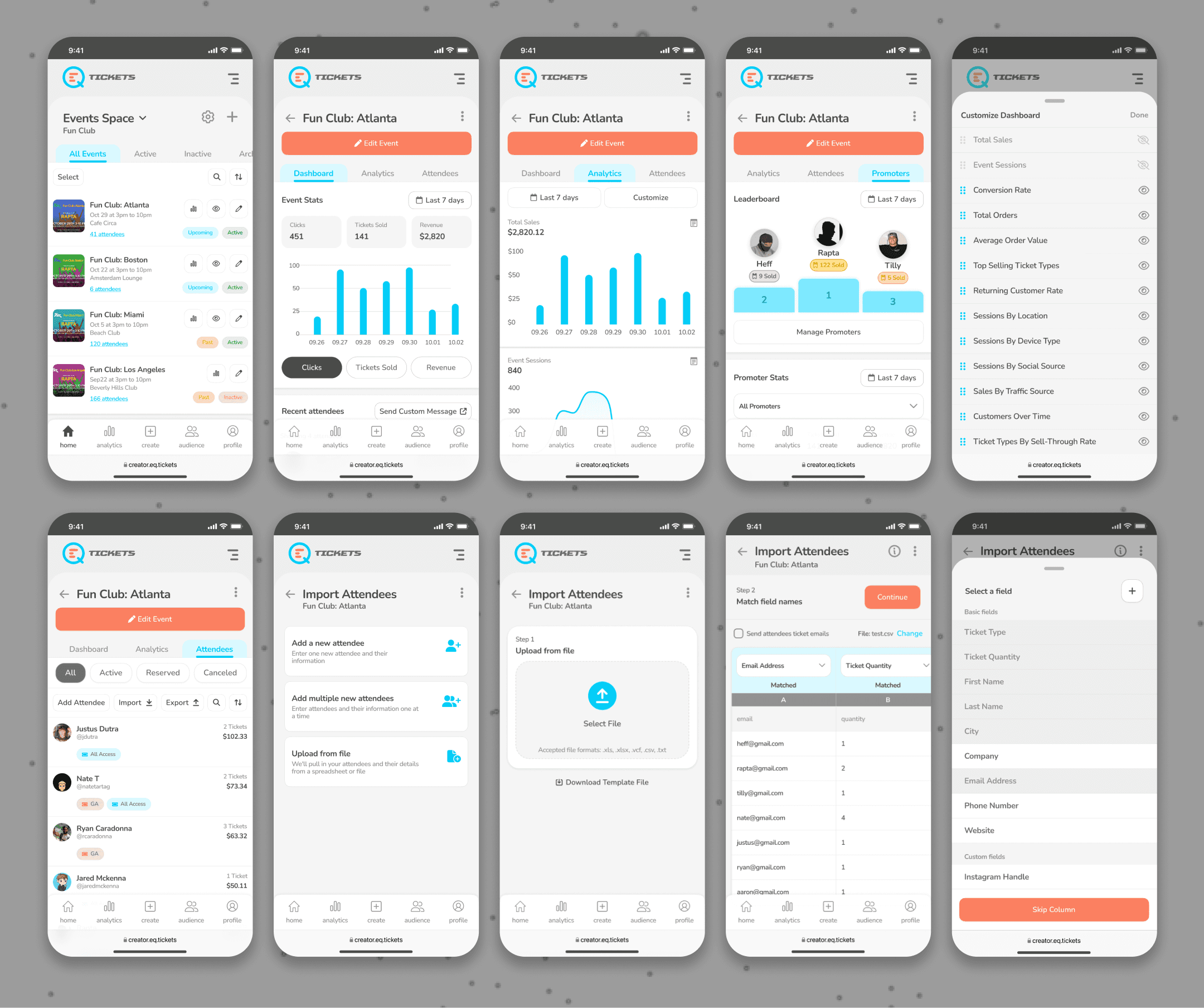 EQ Event Dashboard Hi-Fi Frames