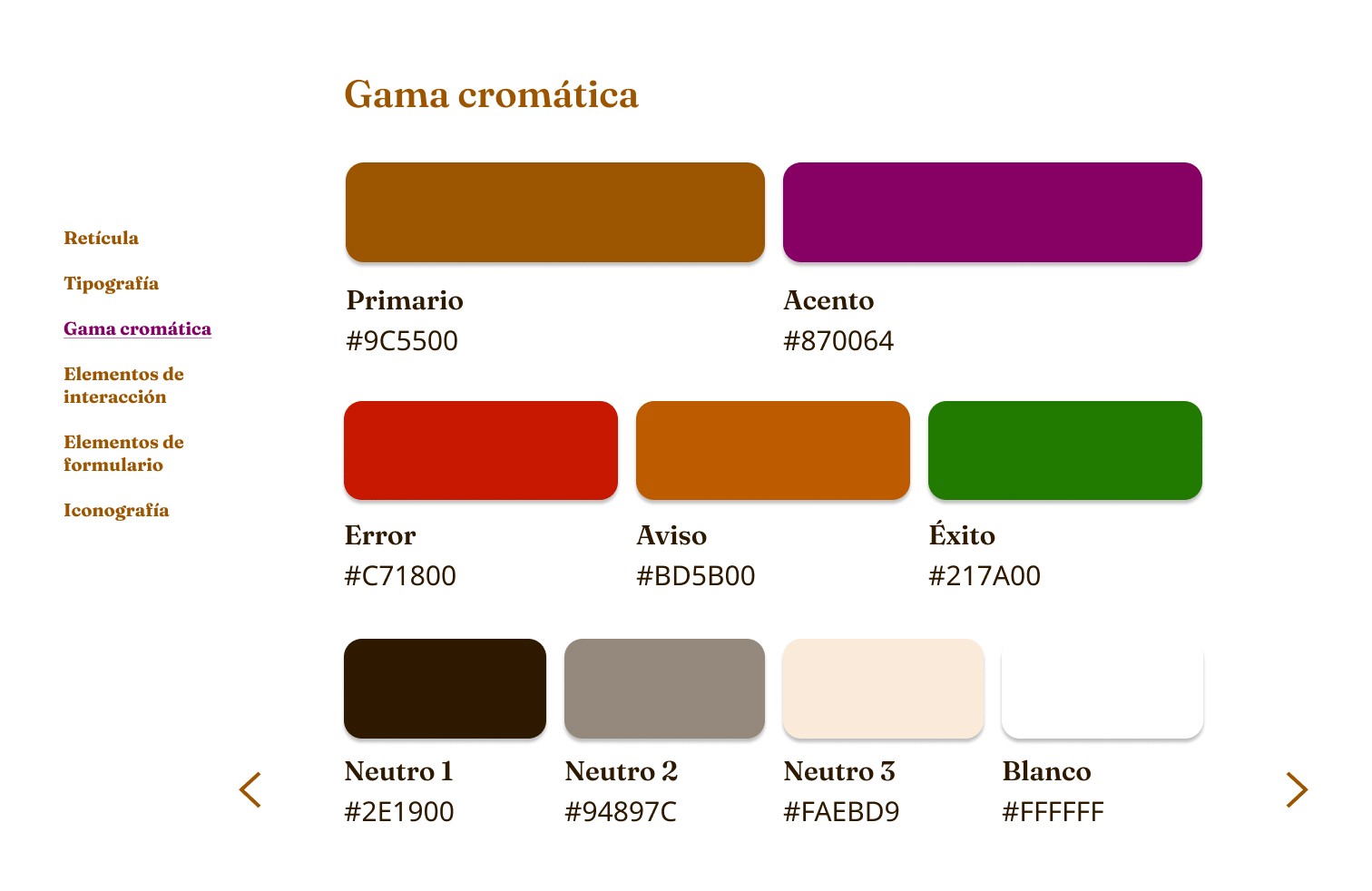 Guía de estilo del rediseño de La Ruta del Císter con sistema de colores de nivel AA de contraste
