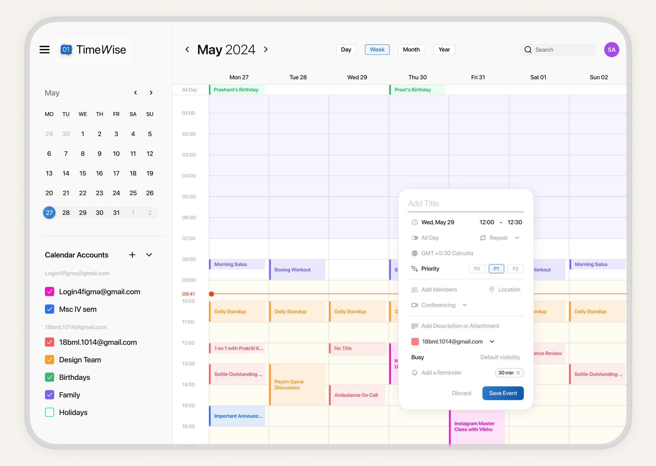 sagar uiux designer portfolio archive project of ai calender app