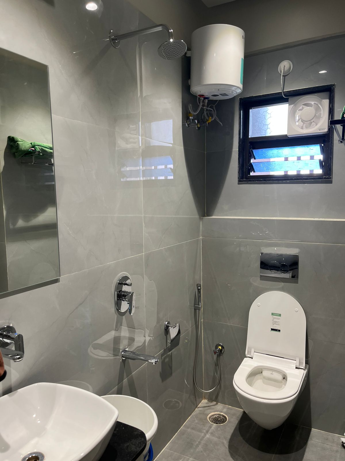 Large bathroom with high end bathroom fittings