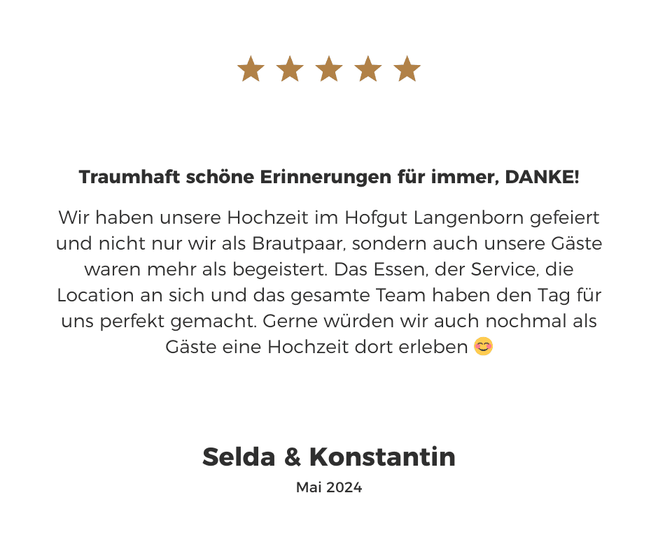 Testimonial Kundenbewertung auf dem Hofgut Langenborn
