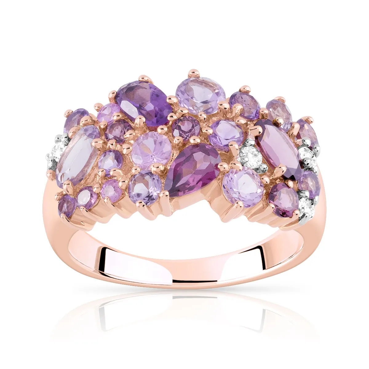 Bague en deux ors 375 sertie de pierres fines