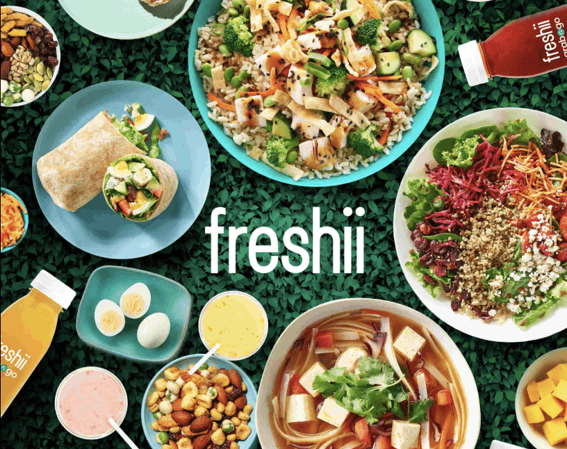 Freshii with bowls and drinks 