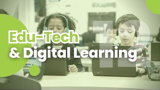 Dynamic cover for 'Education Technology and Digital Learning,' highlighting the role of digital tools and platforms in transforming education.