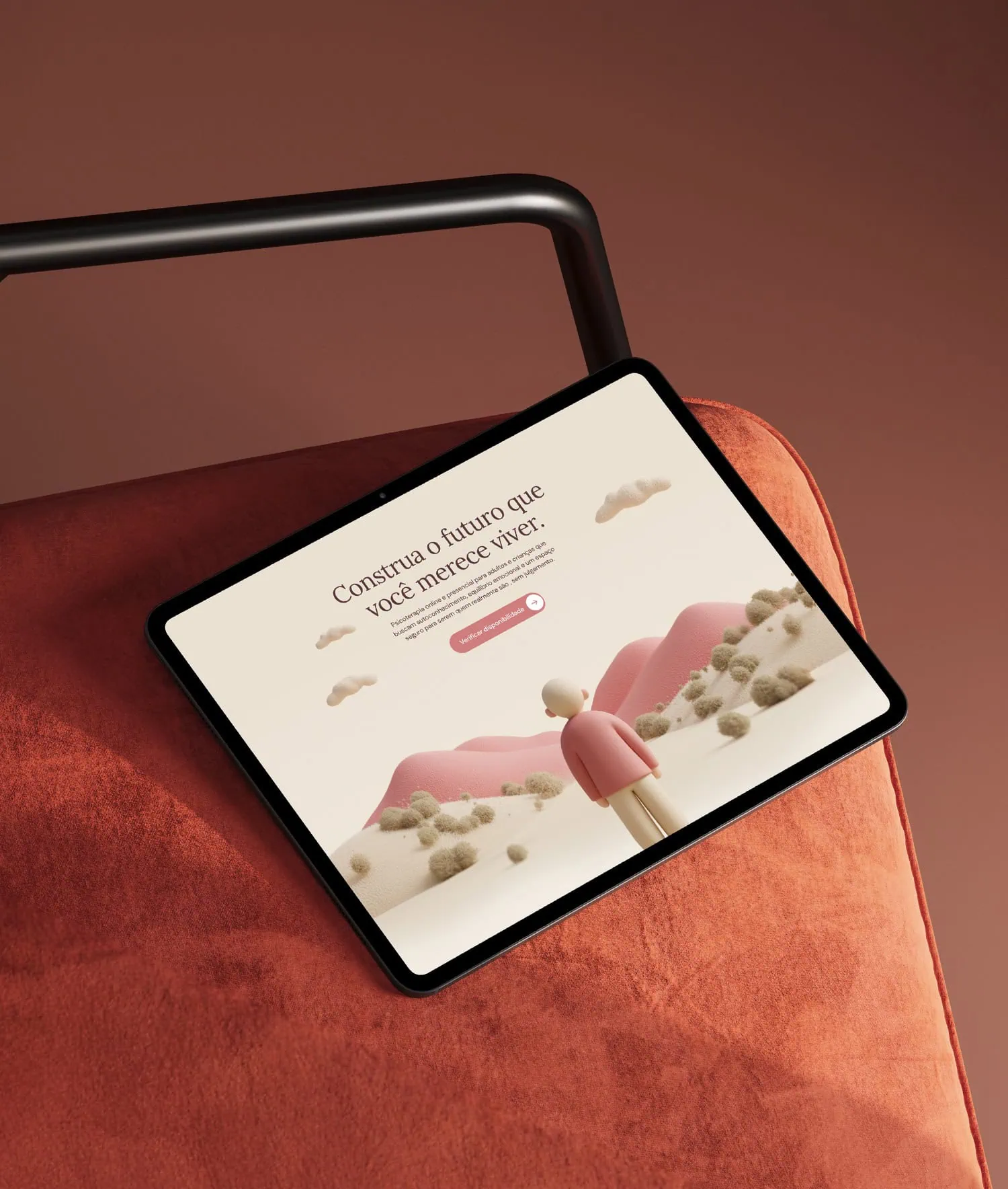 a tablet mockup of a site for a psychologist