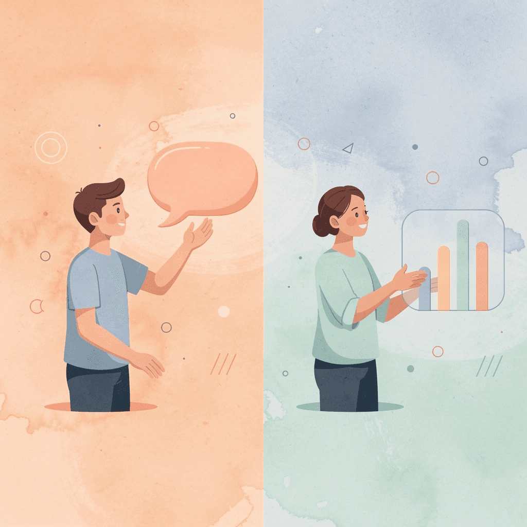 Split scene showing the contrast between confusing agency selection and clear results-based evaluation - SEO Services Agency