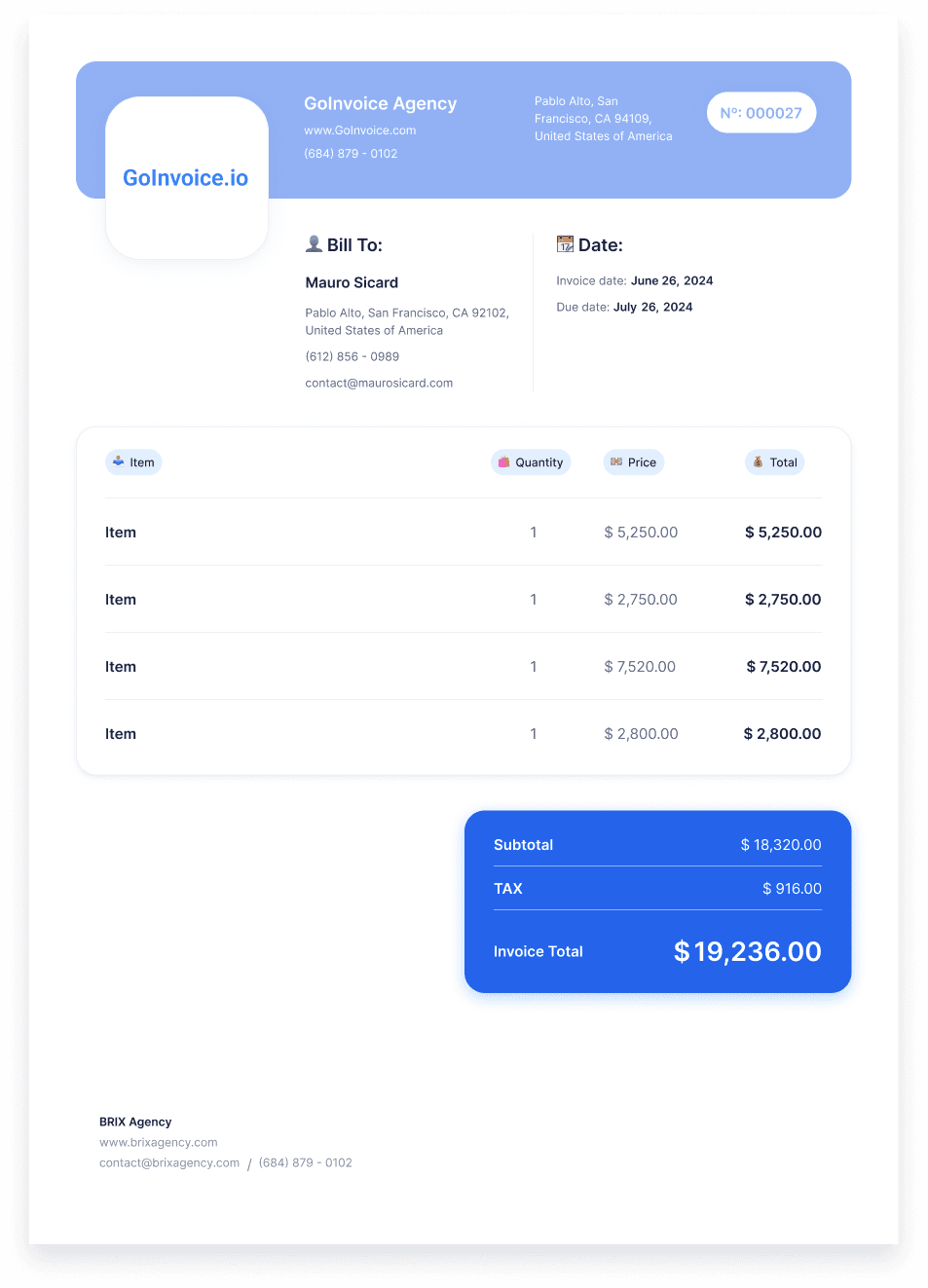 Decorative Masonry Invoice