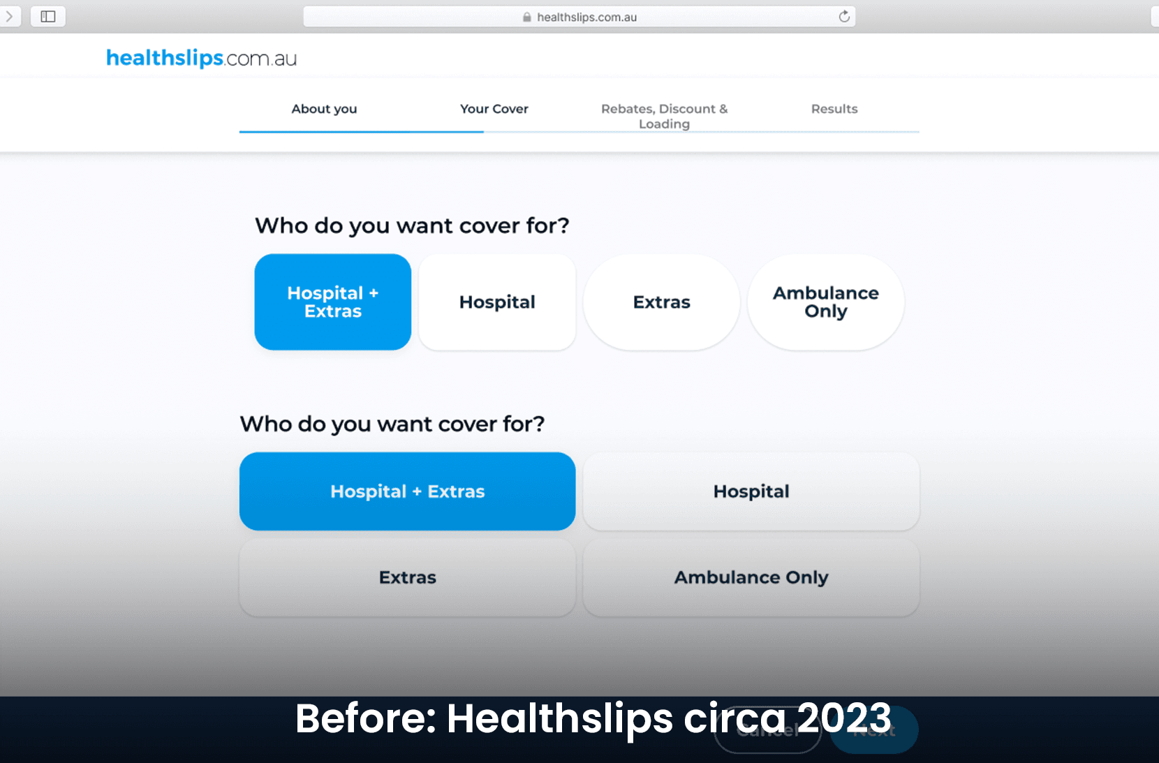 Healthslips calculator website Before the UX design & UI audit
