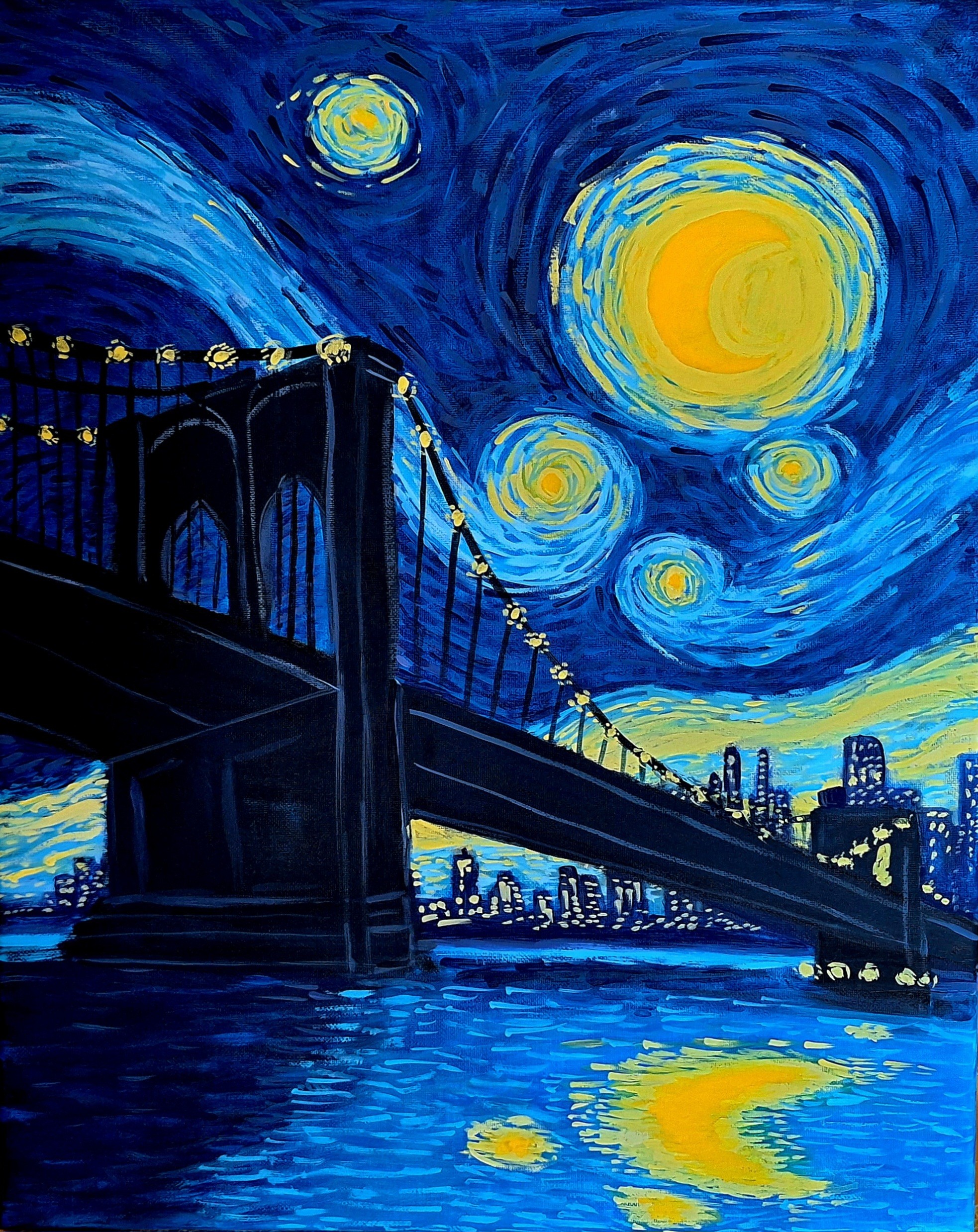Starry night meets the city via the bridge.