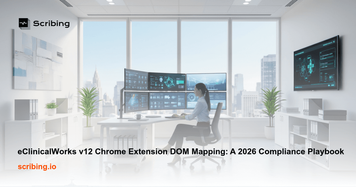 Abstract visualization of DOM structure mapping within an electronic health record browser interface for eClinicalWorks v12 compliance and integration