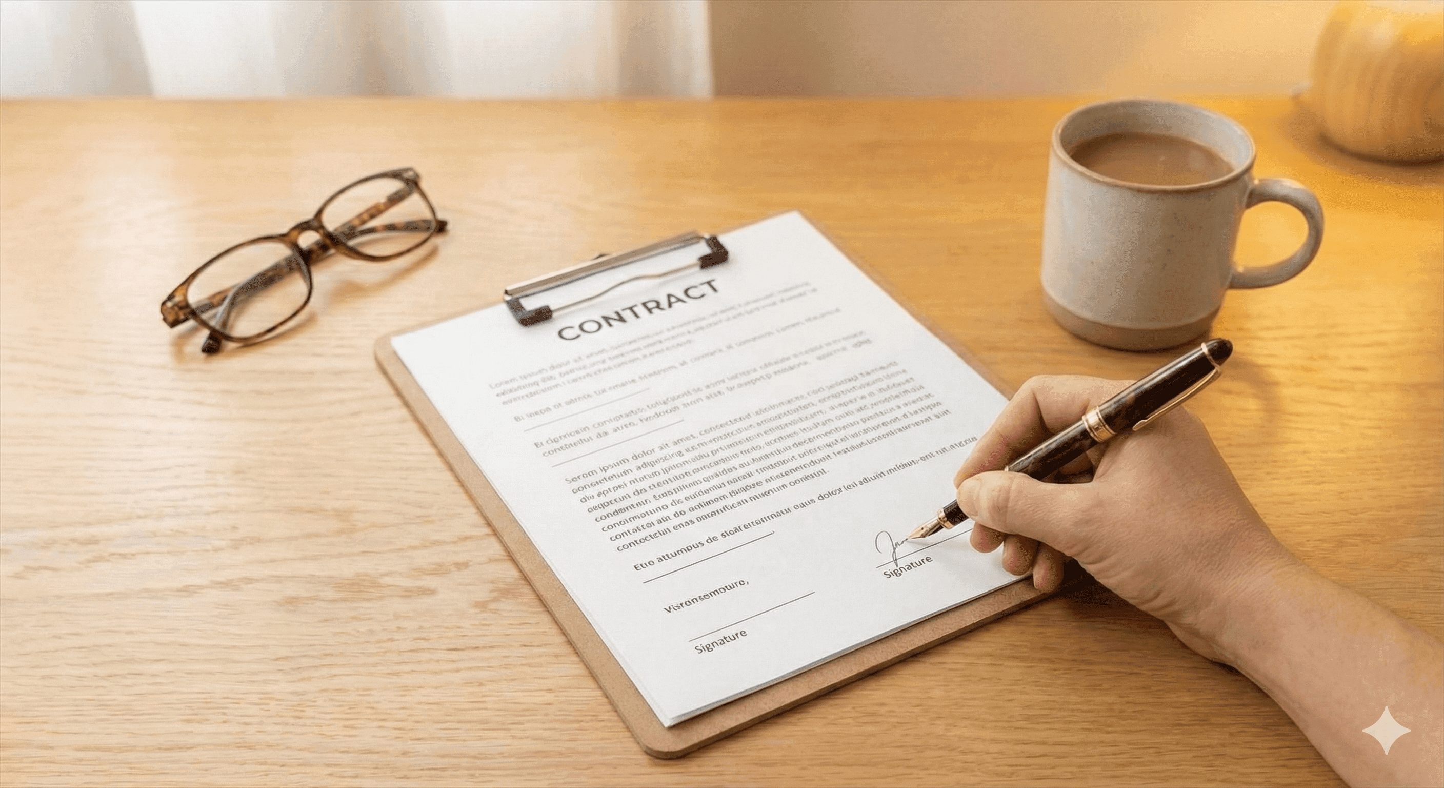 Alguien firmando un contrato de NocodePM