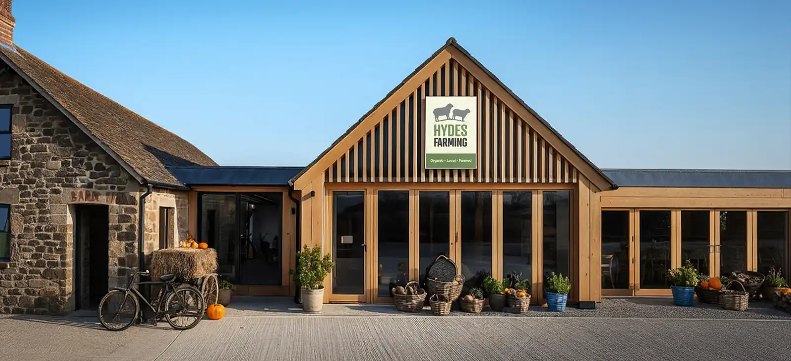 Hydes Farm sign on farm shop