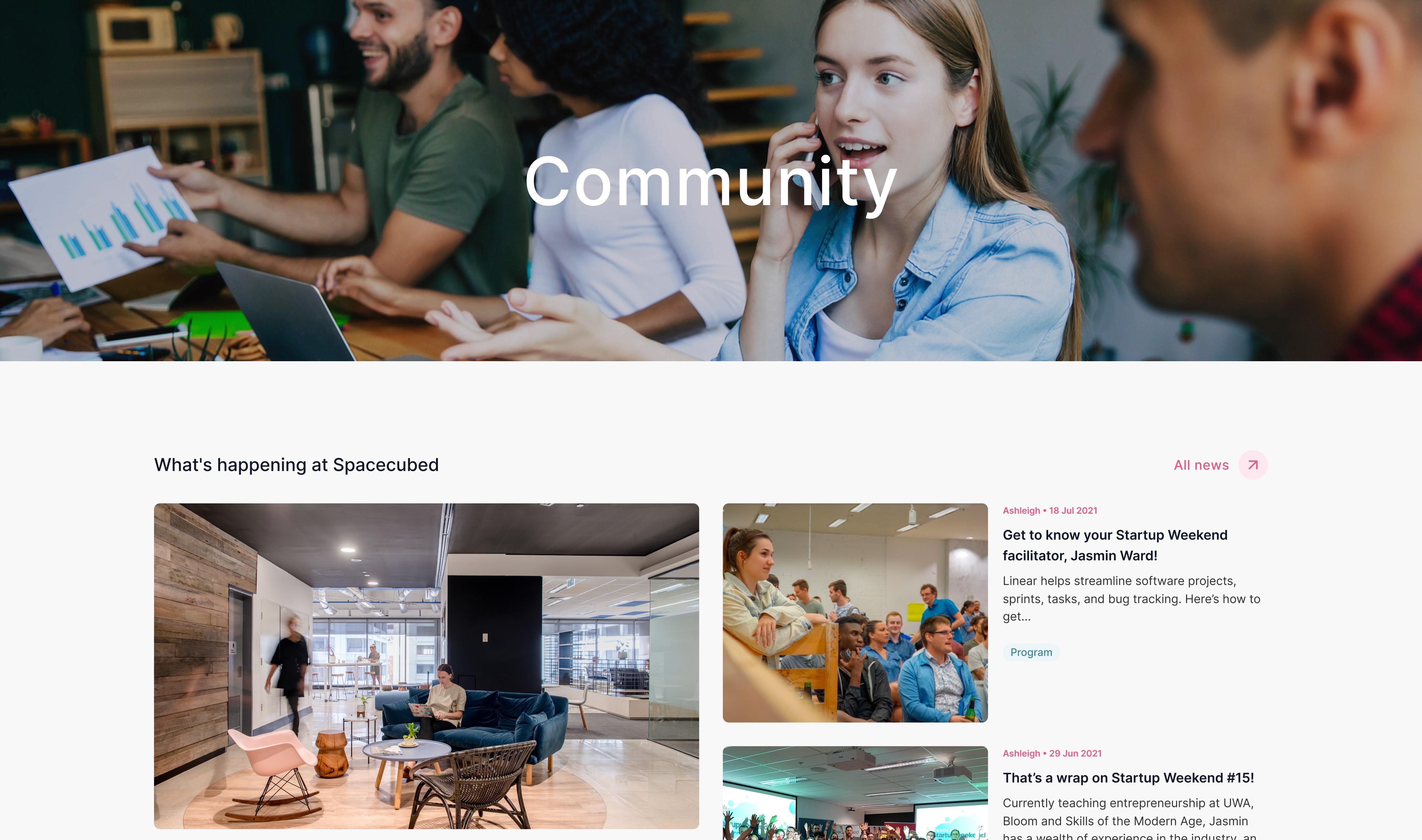 Web design: Spacecubed - Elevate your co-working space: redesign with delightful digital experiences