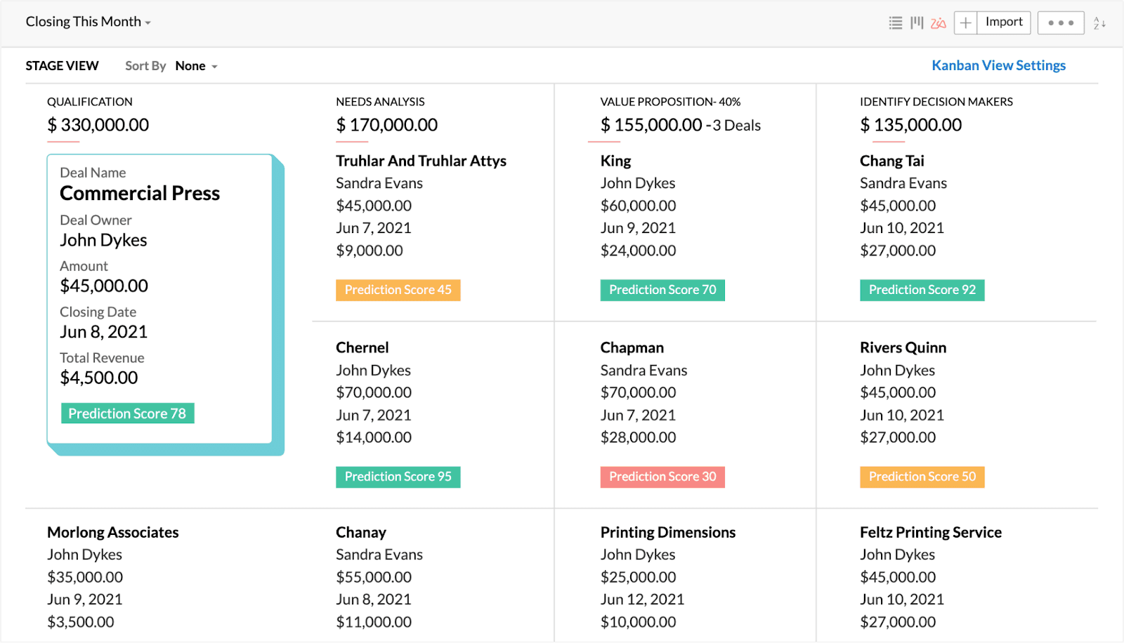 Zoho's product interface