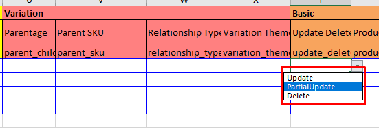 information for creating variations