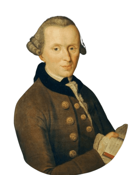 A classical portrait of Immanuel Kant, the influential 18th-century German philosopher, is shown holding a manuscript. Dressed in formal period attire with gold buttons and lace cuffs, Kant’s composed expression reflects his profound contributions to philosophy, particularly in ethics and epistemology. This artwork highlights his enduring legacy in the development of critical philosophy, including his seminal works like "Critique of Pure Reason."