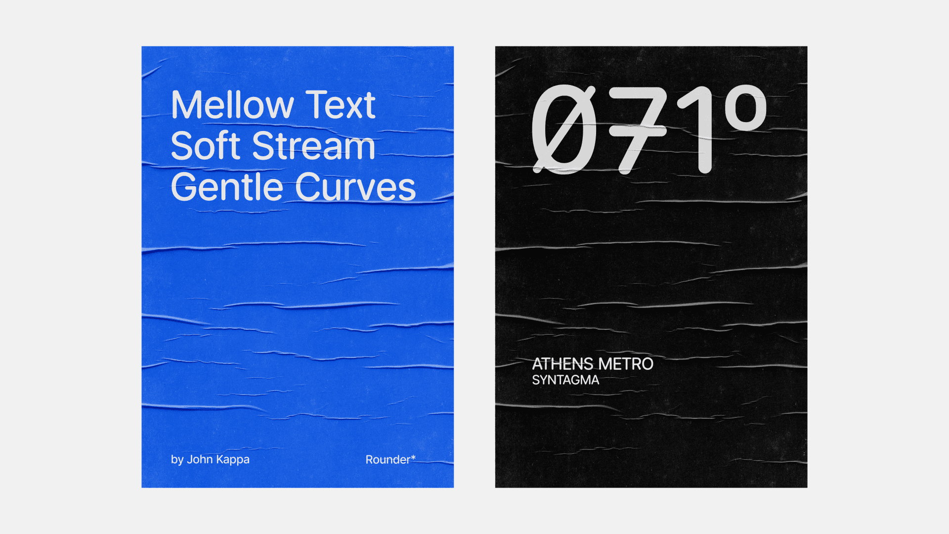 Two posters illustrating the fonts Rounder*