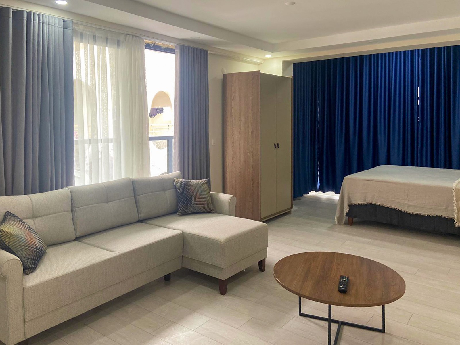 Studio apartment living area interior at Zen Garden Suites Side Antalya