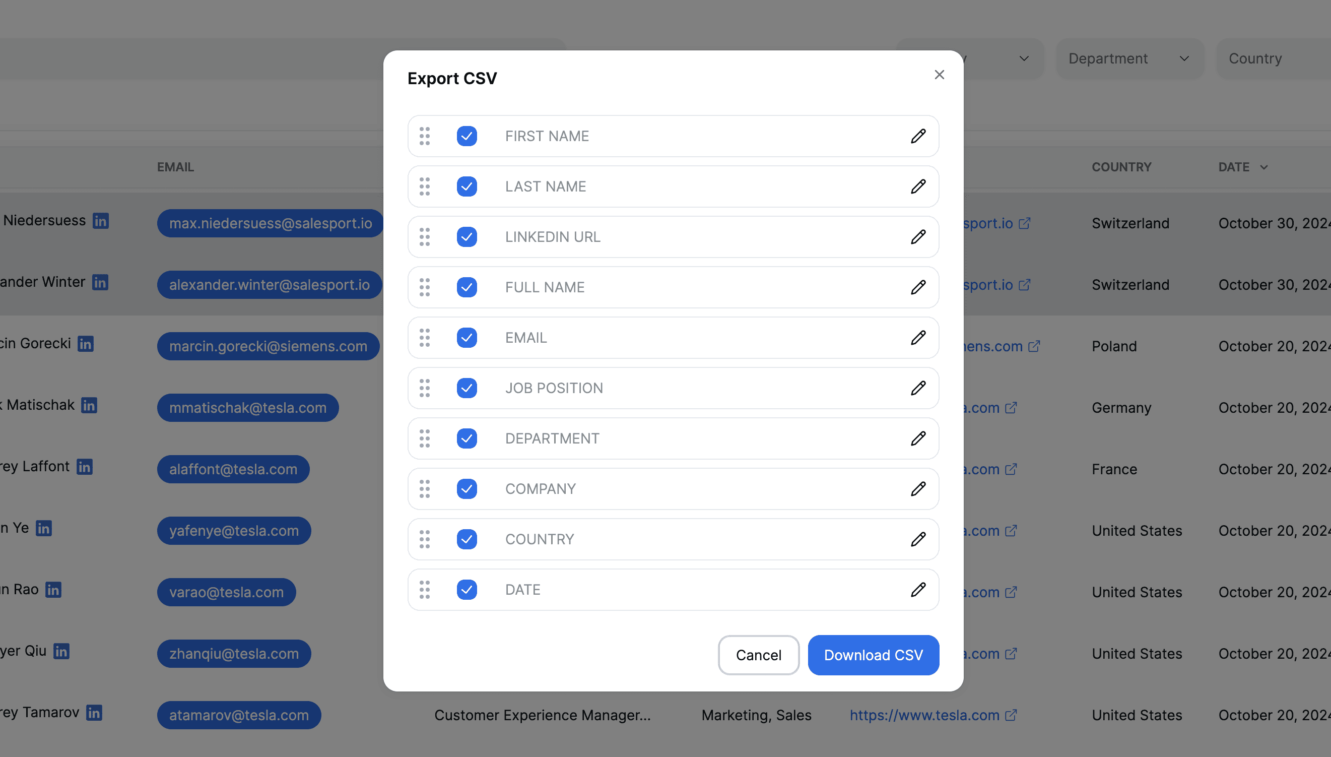 Export to CSV