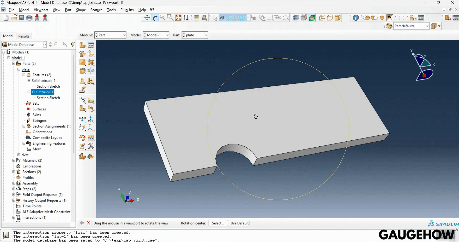 Abaqus cut extrude feature part