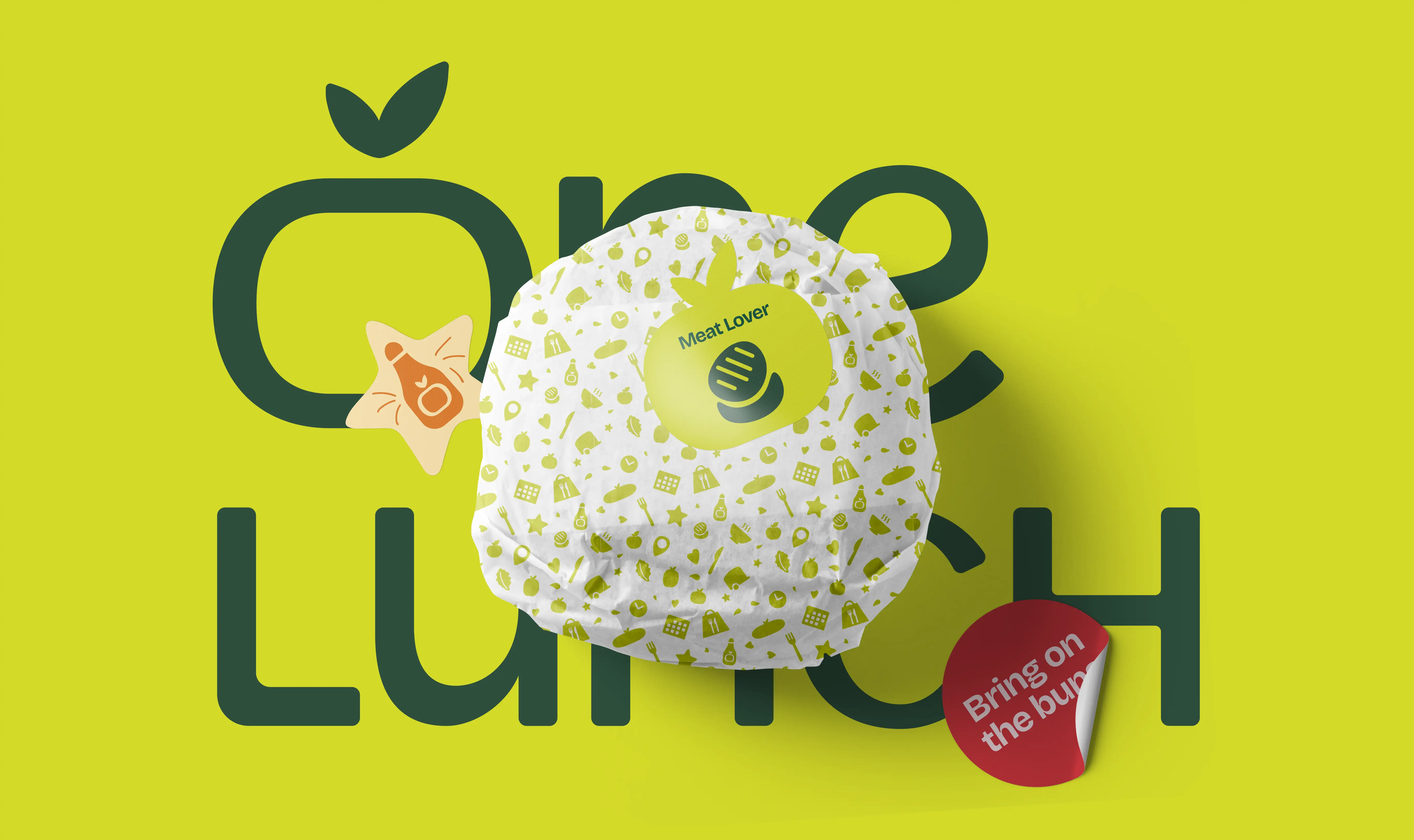 Squeeze me it's lunch time text over image of man holding a burger