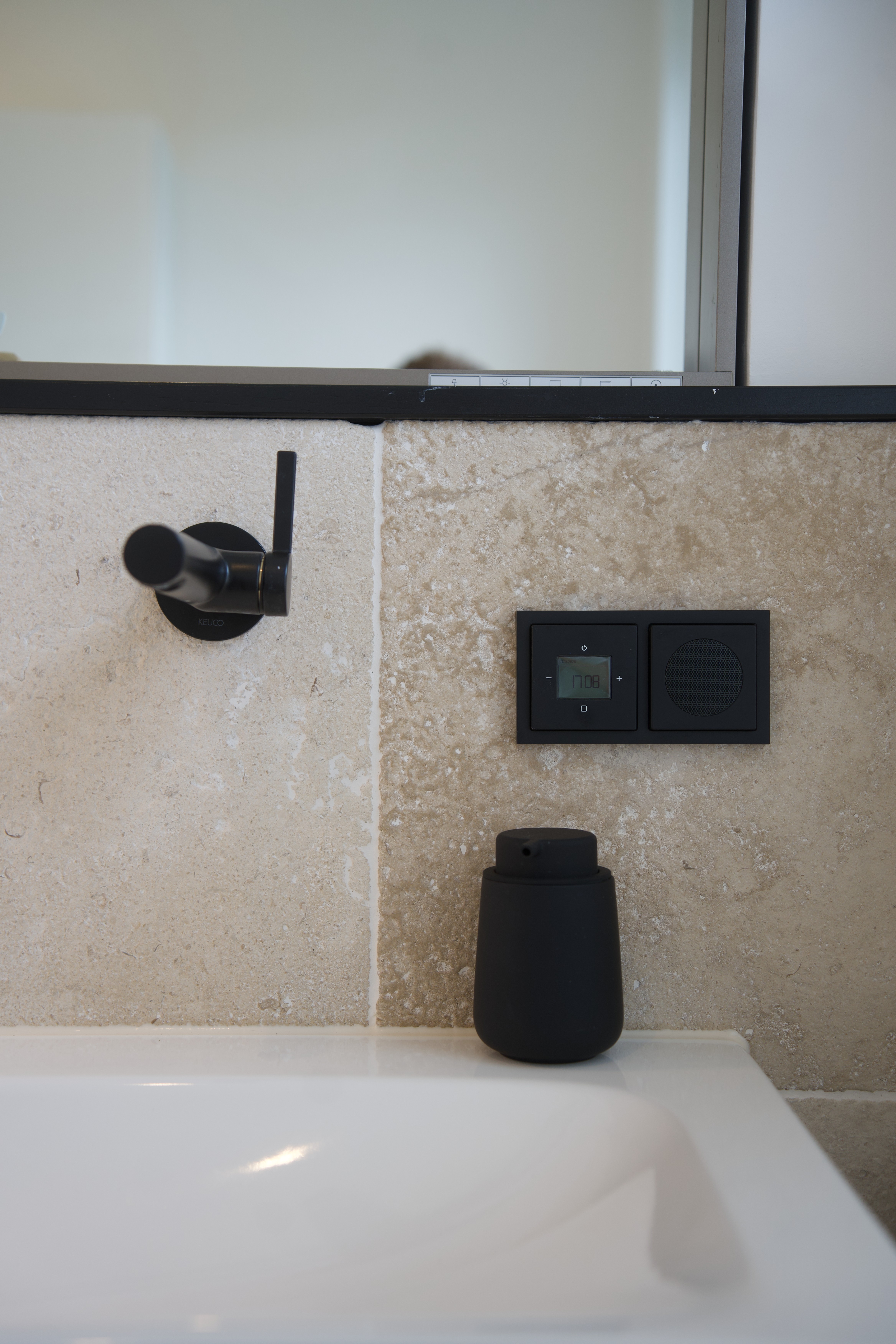 Upper-floor bathroom study at The Dune House
