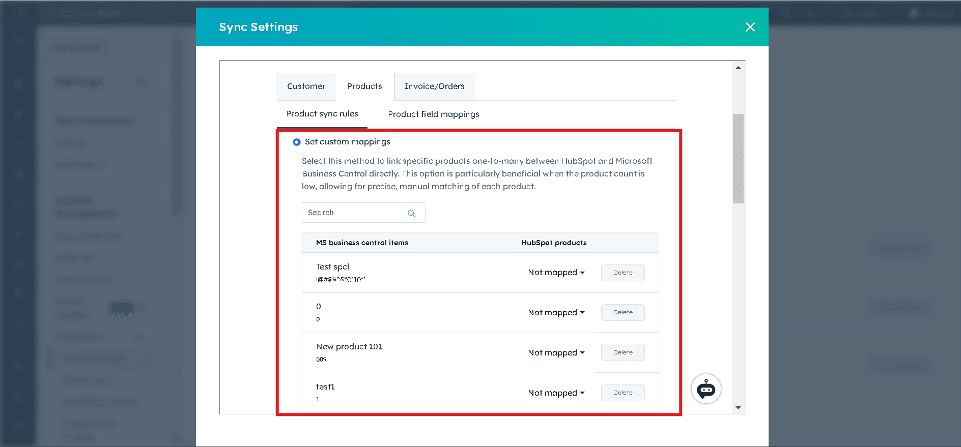 Product Sync Settings