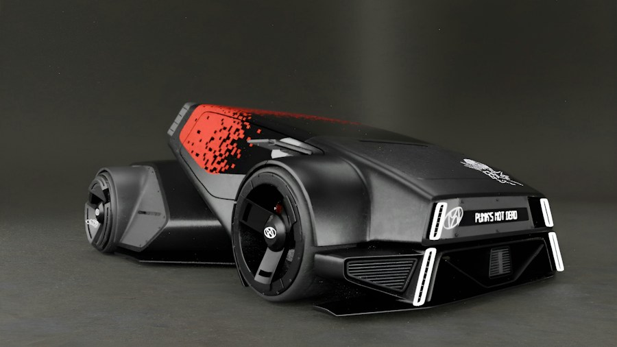 Black concept car with red accents