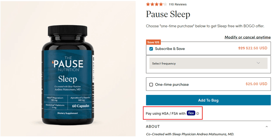 Supplements checkout using Flex to pay instantly