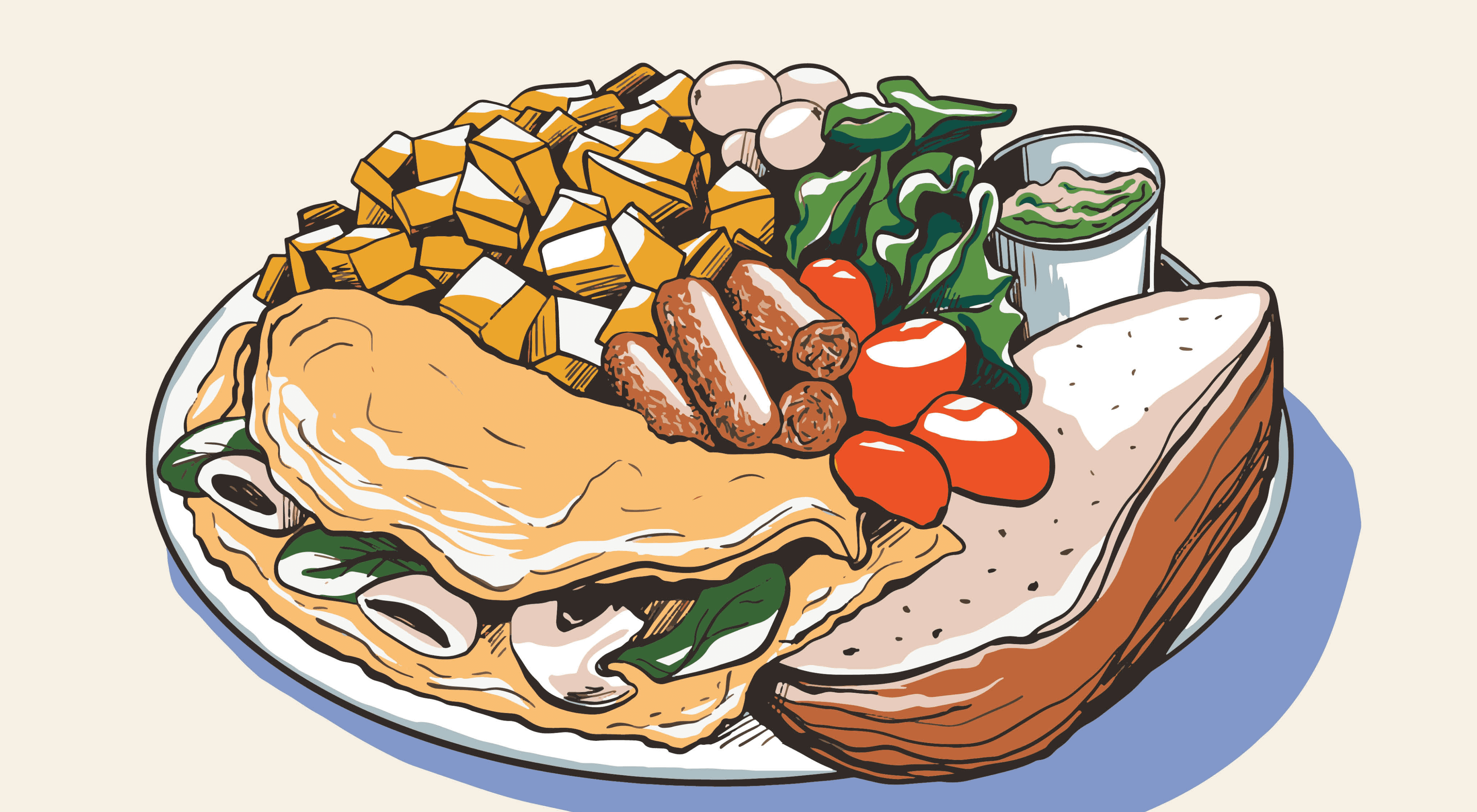 breakfast & brunch restaurant food and plates illustrations