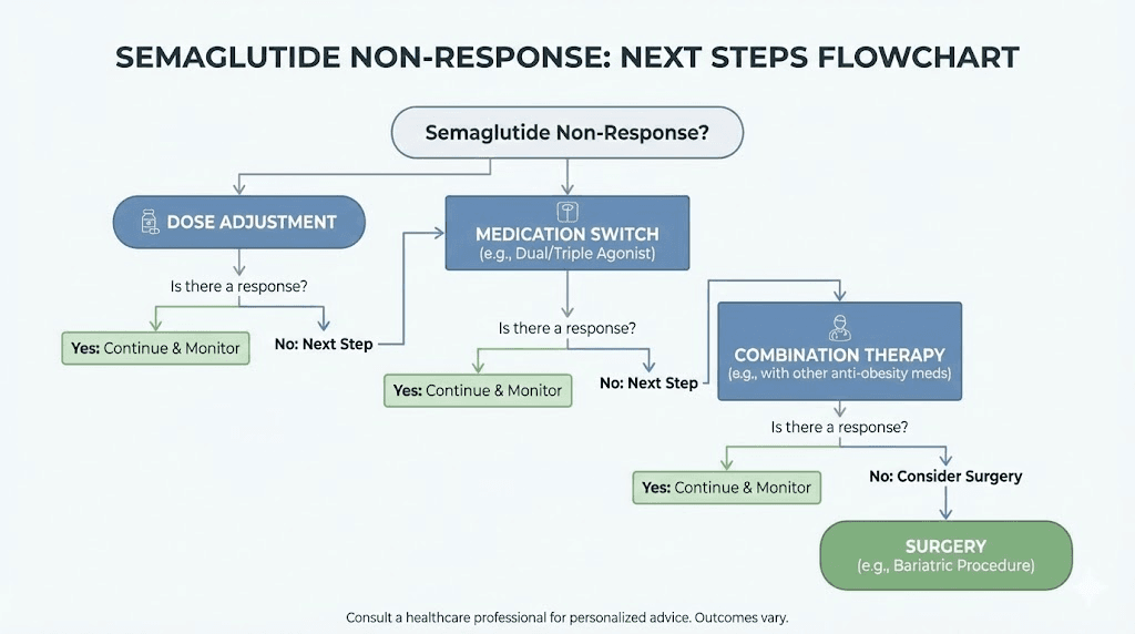 Decision tree for semaglutide non-responders treatment options