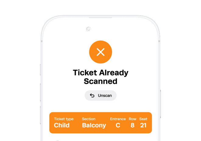 App showing ticket already scanned