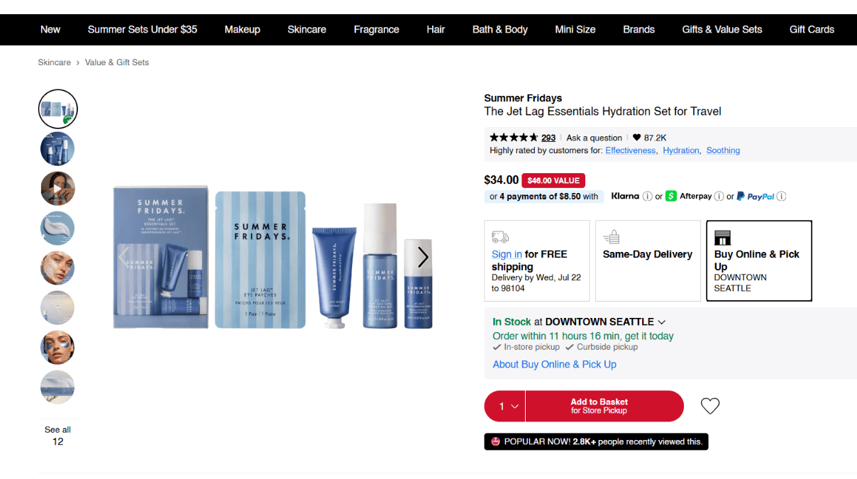 Fixed Bundle example from Sephora