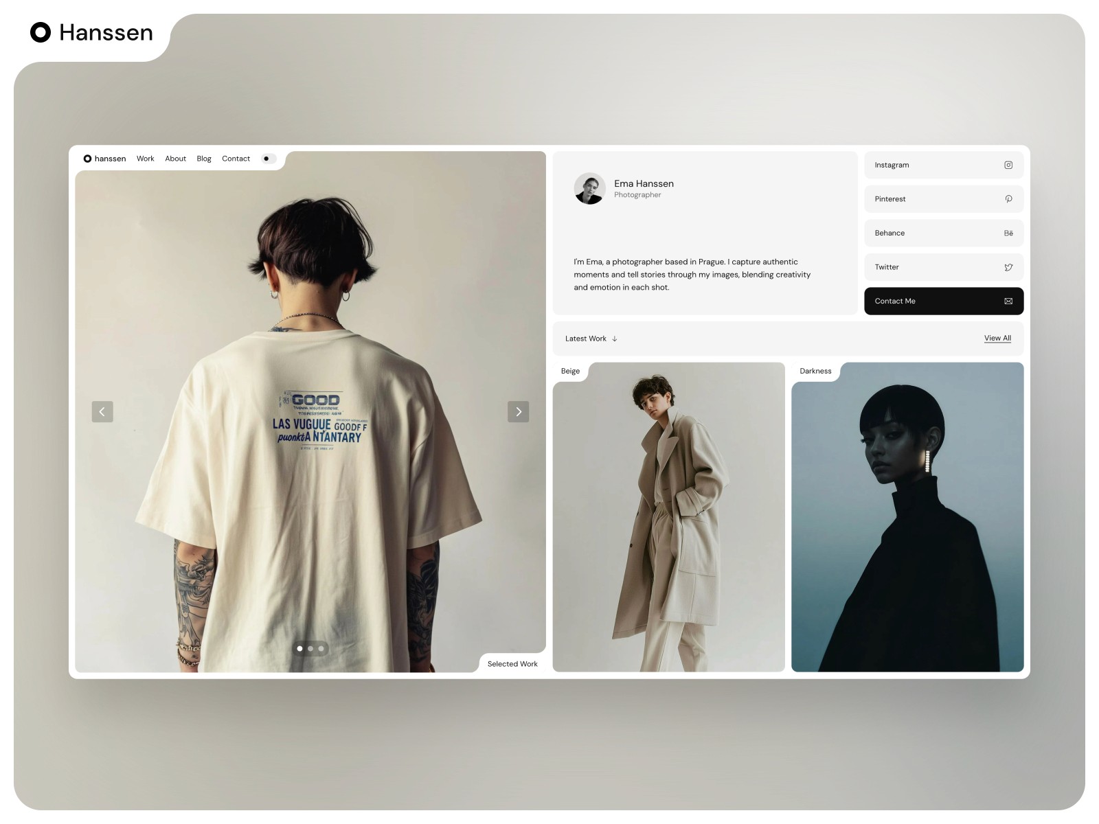 Hanssen — 极简动效作品集网站设计灵感
