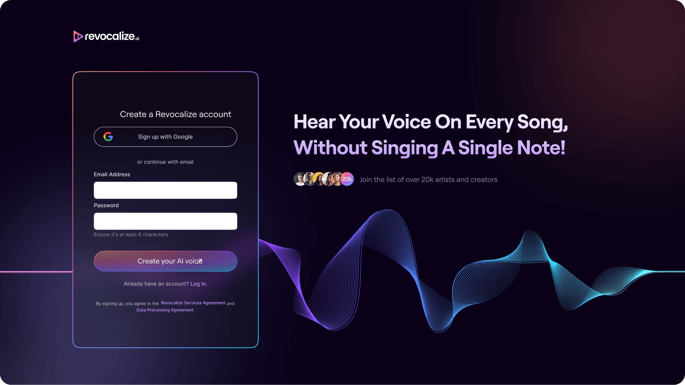 A soundwave on a dark background with a form