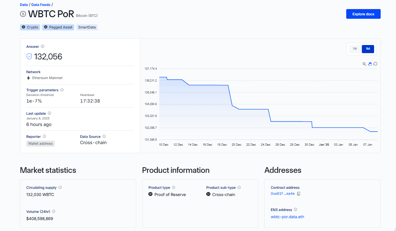 WBTC PoR Chainlink